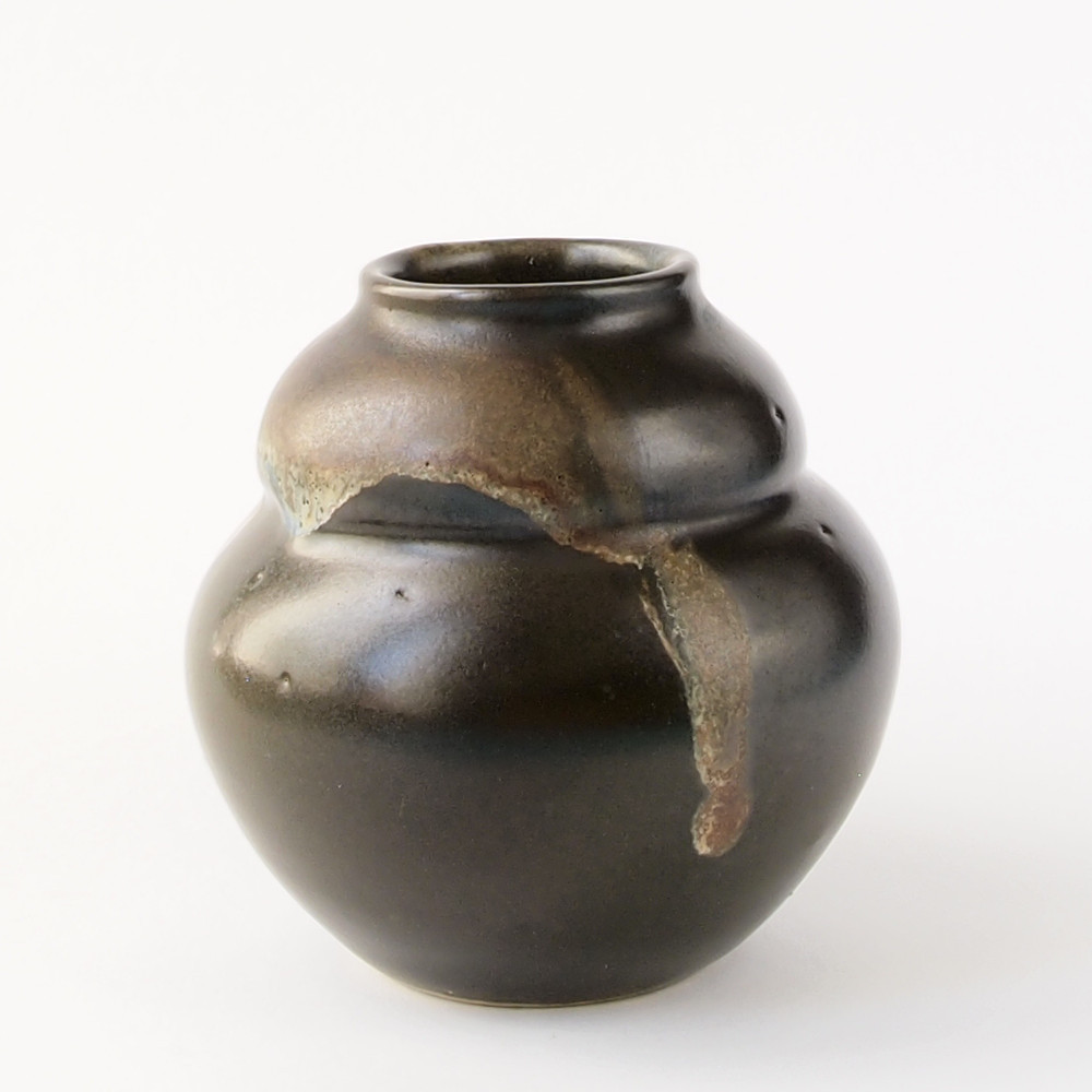 Jean POINTU (* 1843, † 1925) – Braune Vase mit Blau (École de Carriès) - Studiokeramik – Bild 2