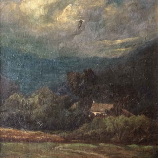 Adolf STÄBLI (* 1842, † 1901) – Clouds over a Hilly Landscape with House – Oil on canvas