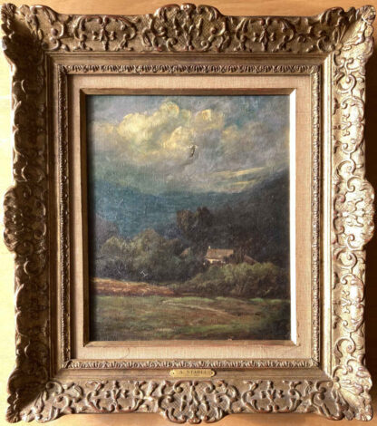 Adolf STÄBLI (* 1842, † 1901) – Clouds over a Hilly Landscape with House – Oil on canvas - Image 2