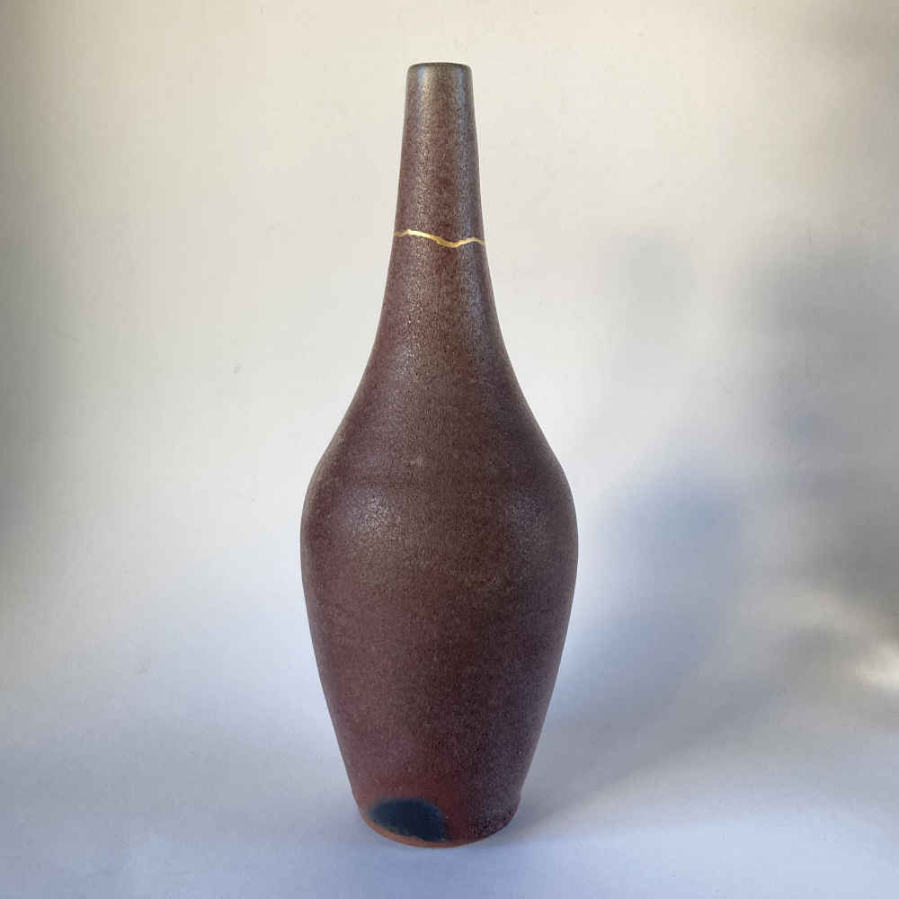 Albrecht HOHLT (* 1928, † 1960) – Vase pourpre (réparation à la laque de laiton selon la technique du kintsugi) – Céramique d'atelier – Image 4