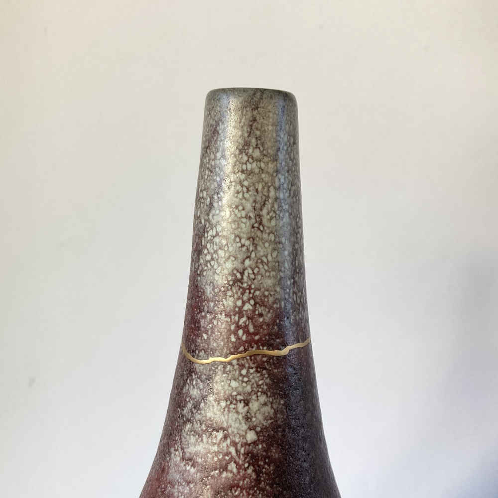 Albrecht HOHLT (* 1928, † 1960) – Purple Vase (brass enamel repair using the kintsugi technique) – Studio Pottery - Image 8
