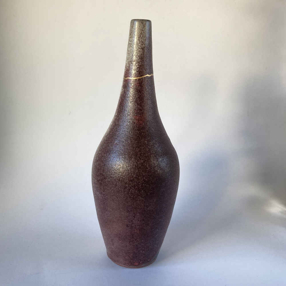 Albrecht HOHLT (* 1928, † 1960) – Purple Vase (brass enamel repair using the kintsugi technique) – Studio Pottery - Image 5