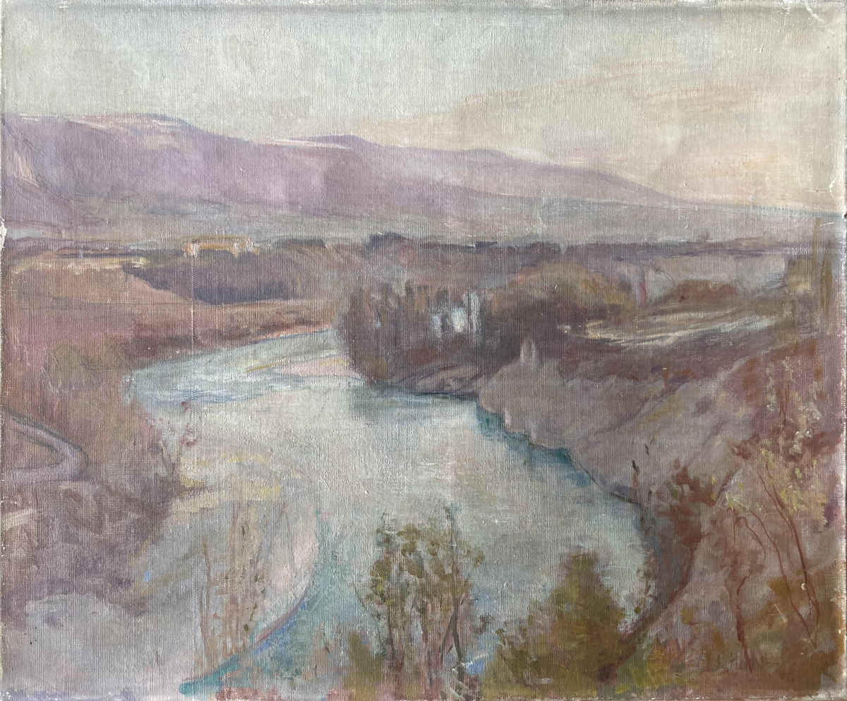 Alfred CHABLOZ (* 1866, † 1951) - Flusslandschaft - Ölgemälde
