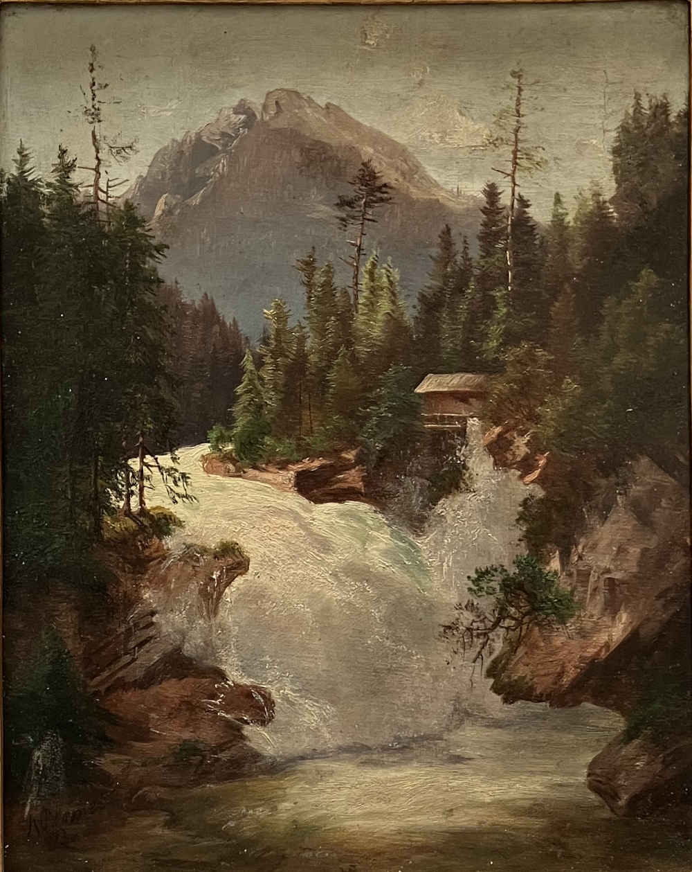 Anna BAAR-PLOMMER (* 1836, † 1890) – Torrente di montagna – Dipinto a olio