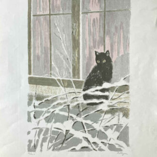 Anny VONZUN (* 1910, † 1990) - Gato en el alféizar de una ventana - Litografía en color