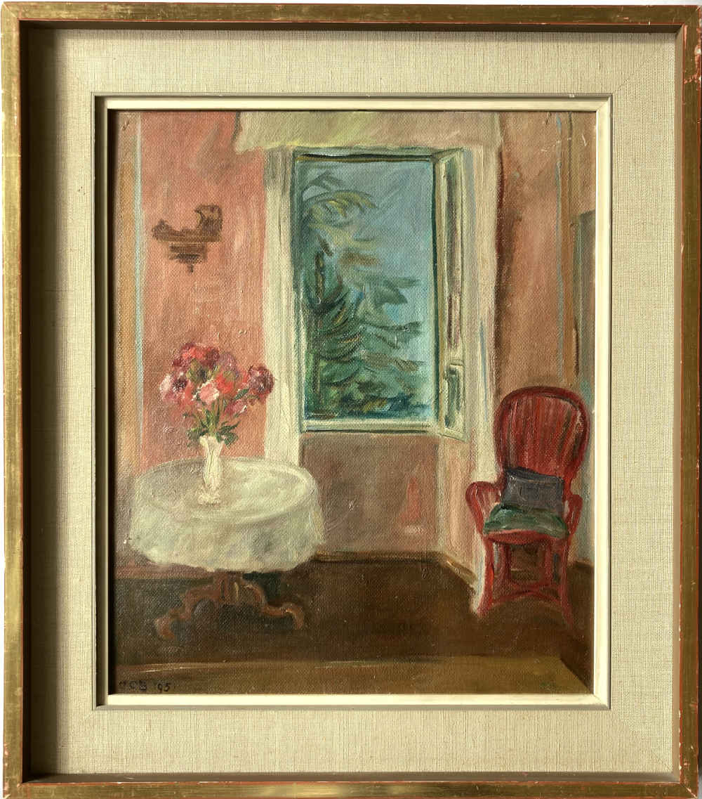 Artist's painting with unknown signature – Pink Room (oil painting) - Image 2
