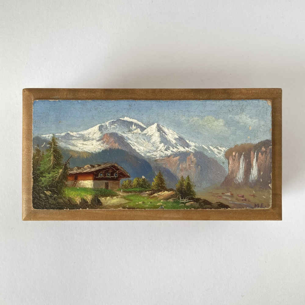 Caja de madera con veduta para sellos - Pintura veduta - Imagen 2