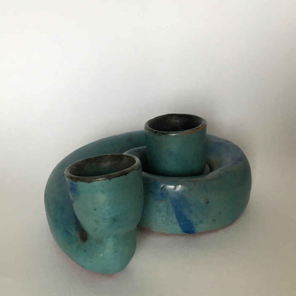 Clary von RUCKTESCHELL-TRUEB (* 1882, † 1969) - Candelabro de cerámica - cerámica de taller