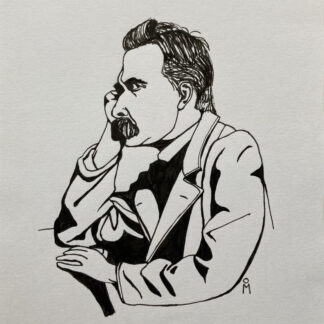 Portrait de Friedrich Nietzsche (dessin à l’encre) de Mila Vázquez Otero.