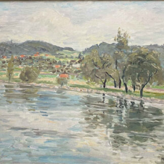 Elsa von TOBEL (* 1904, † 1992) – Paisaje fluvial – Óleo
