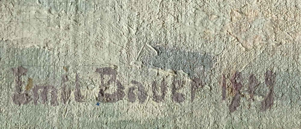 Emil BAUER (* 1891, † 1960) – Ferme sous la neige – huile sur toile sur carton – Image 2