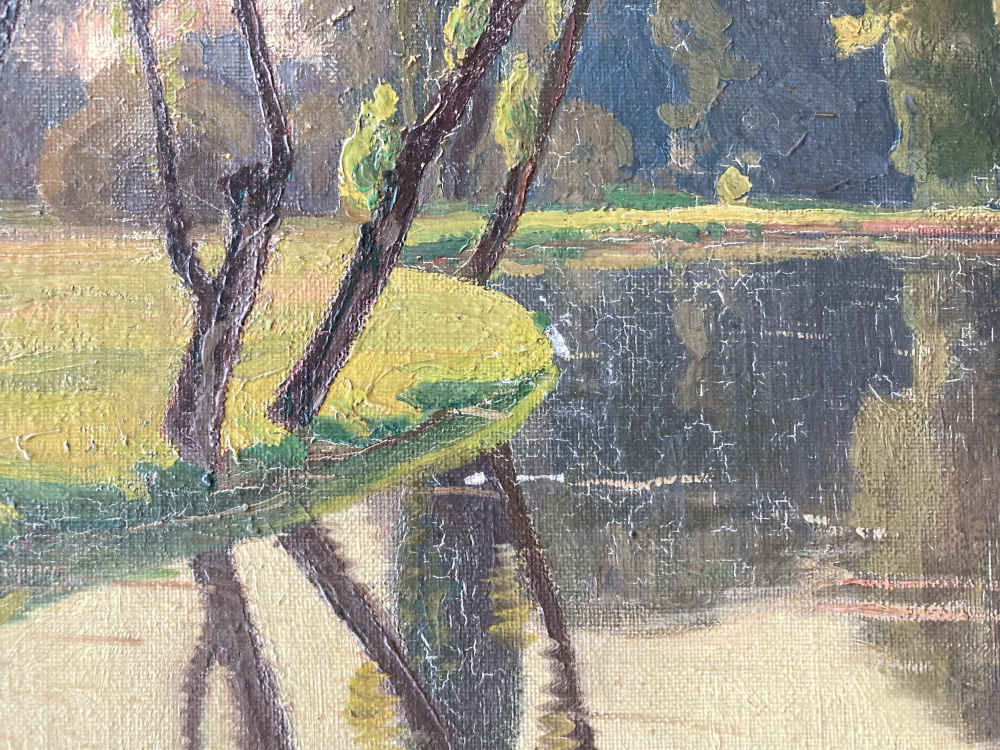 Emil SCHULZE (* 1863, † 1930) – Paesaggio fluviale – Dipinto - immagine 3