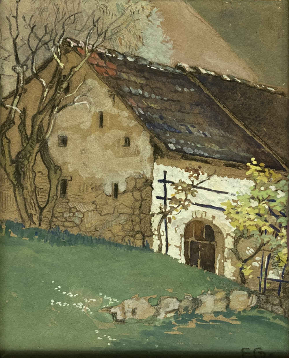 Emmy GASSMANN (* 1879, † 1973) - Vieille maison - Tableau