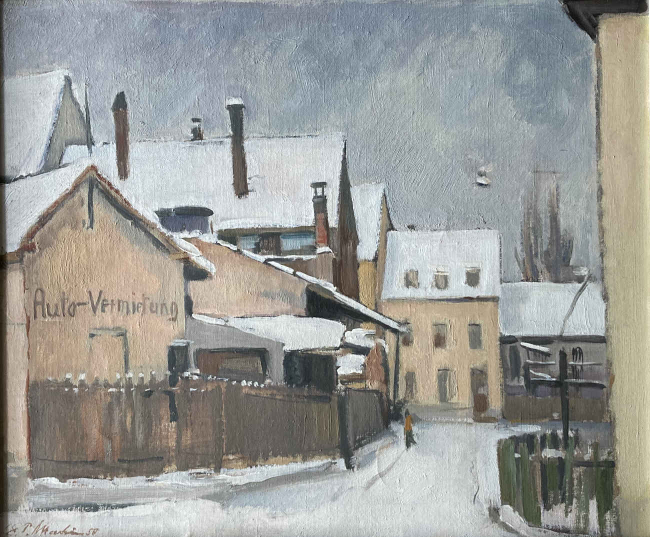 Ernst Peter MARTIN (* 1915 - † ?) - Winter View with Car Rental - Oil Painting