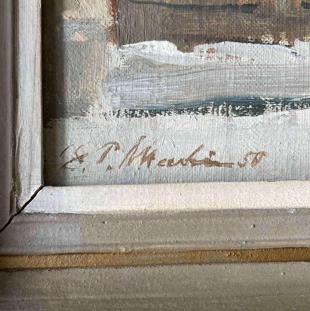 Ernst Peter MARTIN (* 1915 - † ?) - Vue d'hiver avec location de voiture - peinture à l'huile – Image 3