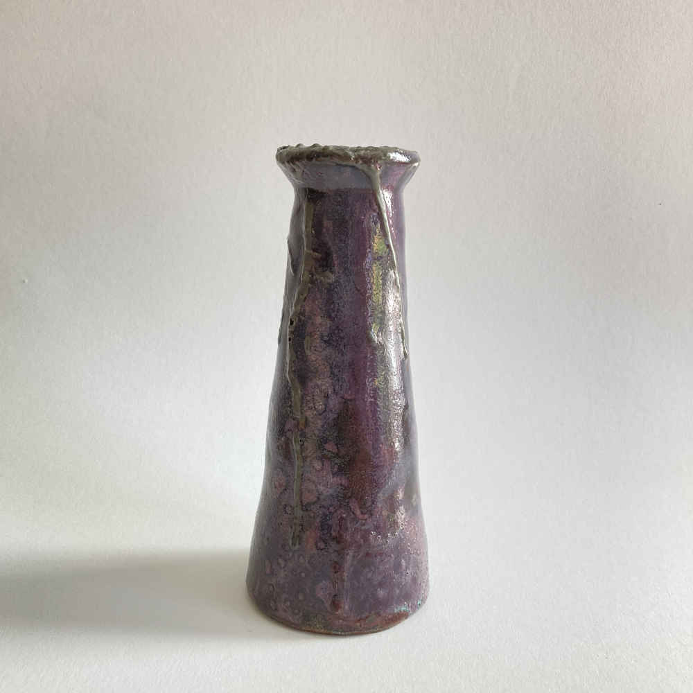 Eugène LION (* 1867, † 1945) - Jarrón morado - cerámica de taller - Imagen 2