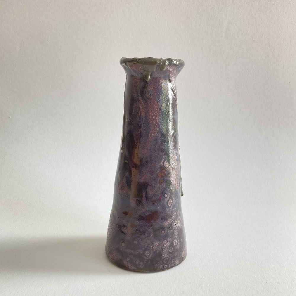 Eugène LION (* 1867, † 1945) - Jarrón morado - cerámica de taller - Imagen 3