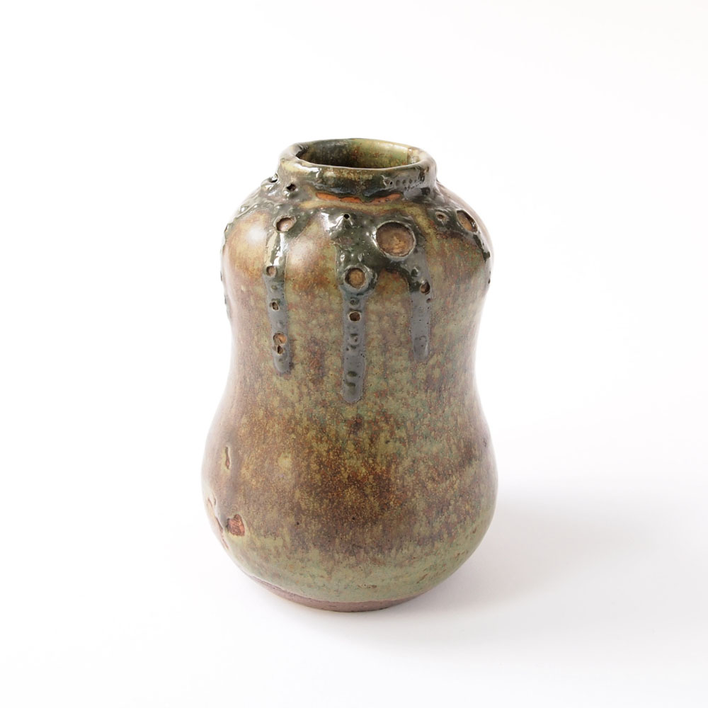 Eugène LION (* 1867, † 1945) - Vase en forme de citrouille de style Art nouveau - poterie d'atelier