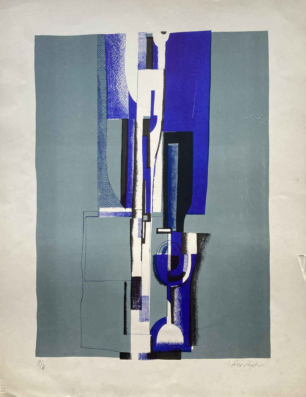 Fred TROLLER (* 1930, † 2002) - Abstraktion in Blautönen - Druck