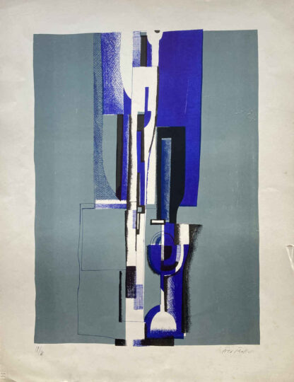 Fred TROLLER (* 1930, † 2002) - Abstracción en tonos de azul - Grabado