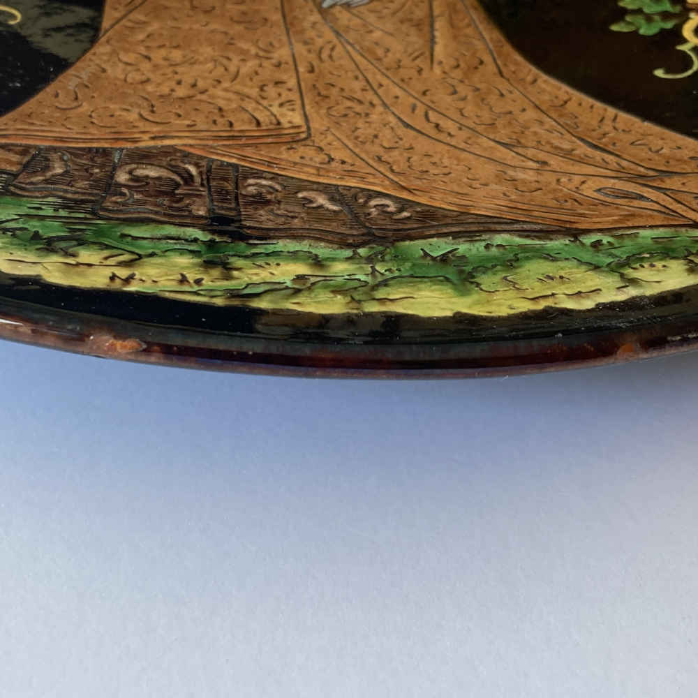 Friedrich Ernst FRANK (* 1862, † 1920) for Johann WANZENRIED - Thun Majolica Plate with Noble Lady from the XVIth Century - Image 2