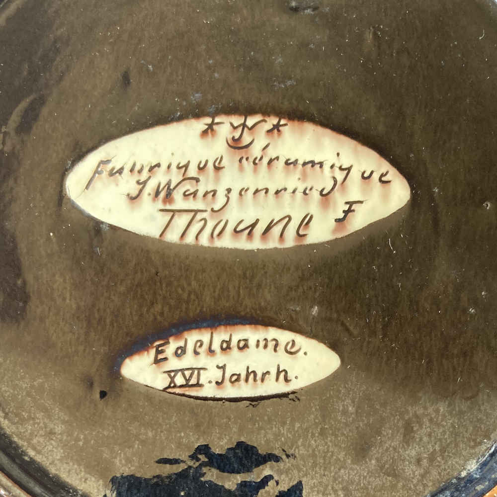 Friedrich Ernst FRANK (* 1862, † 1920) for Johann WANZENRIED - Thun Majolica Plate with Noble Lady from the XVIth Century - Image 4