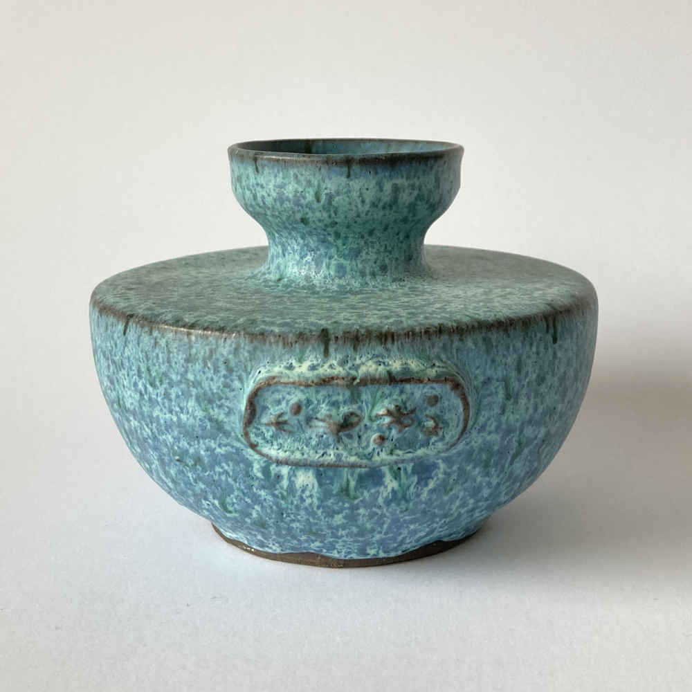 Gerda KÖRTING (* 1911, † 2000) - Vaso blu con emblema - Studio ceramica