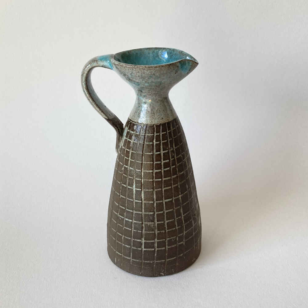 Gerda KÖRTING (* 1911, † 2000) - Jug with turquoise - GDR pottery - Image 5