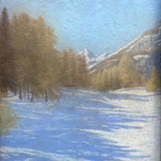 Hans Walter BEYER (* 1878, † 1963) - Pastel - Jeux de lumière dans un paysage hivernal de l'Engadine près de Ftan