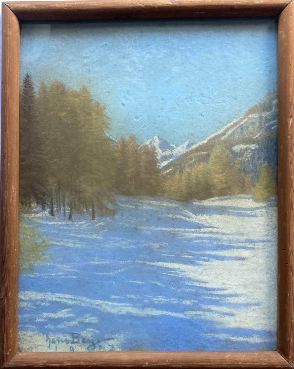 Hans Walter BEYER (* 1878, † 1963) - Cuadro al pastel - Juego de luces en un paisaje invernal de la Engadina, cerca de Ftan - Imagen 2