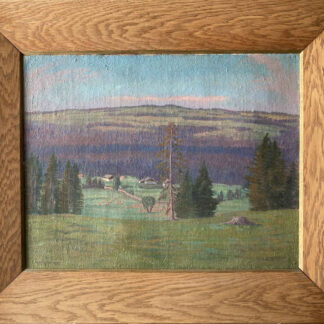 Henriette MEYRAT (* 1874, † 1954) – Paisaje montañoso al atardecer – Óleo sobre lienzo