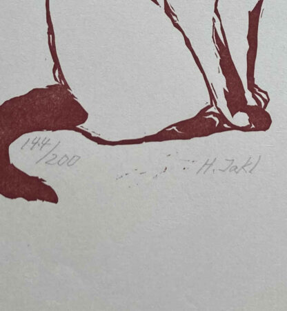 Hermann JAKL (* 1915, † 1990) - Katze - Linolschnitt – Bild 2