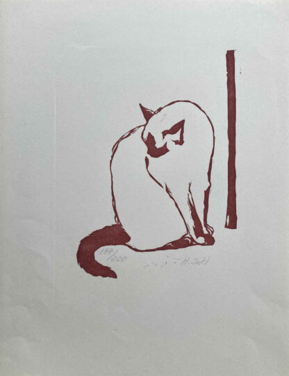 Hermann JAKL (* 1915, † 1990) - Katze - Linolschnitt
