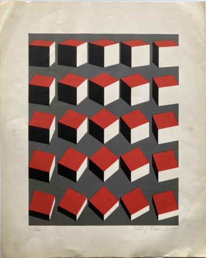 Jürg TRAMÈR (* 1919, † 2004) - Lithographie couleur avec carrés - Art concret