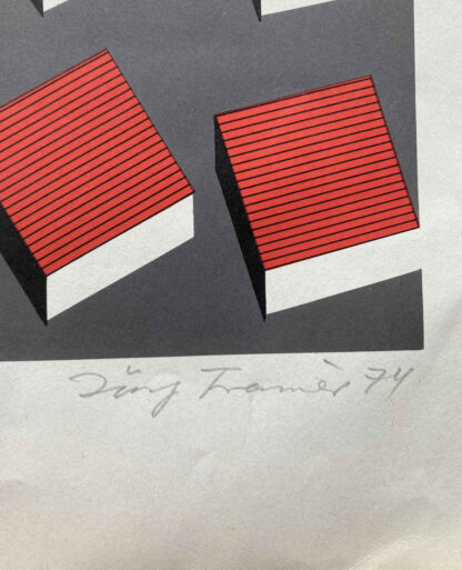 Jürg TRAMÈR (* 1919, † 2004) - Litografía en color con cuadrados - Arte concreto - Imagen 2