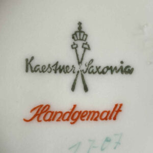 Porcelain mark by Kaestner Saxonia: Kaestner Saxonia, with crown and two sceptres