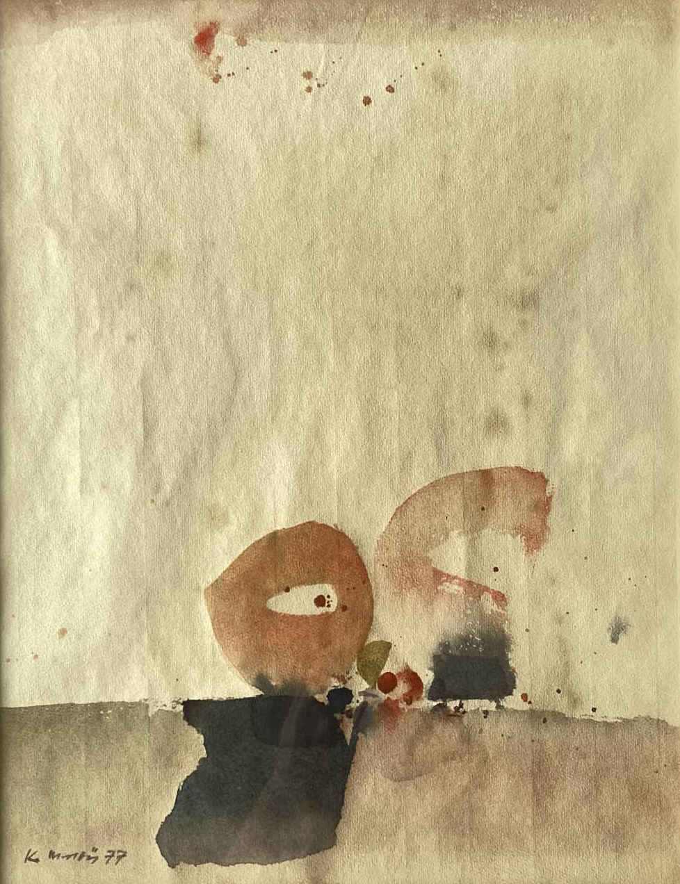 Karl MOSTBÖCK (* 1921, † 2013) – Watercolor in the style of Informel from 1977