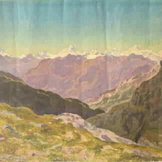 Leonhard STEINER (* 1836, † 1920) - Corni del Vallese dallo Schwarzsee (vicino a Zermatt) - Acquerello