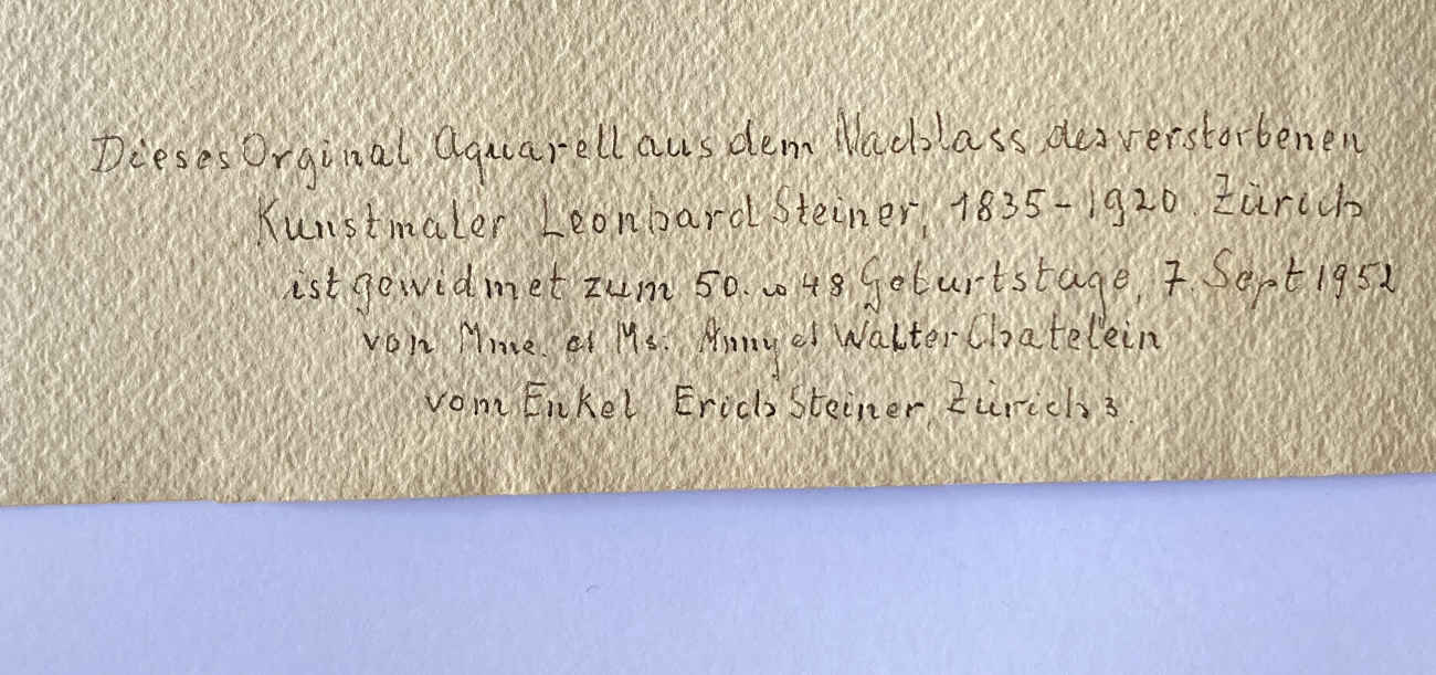 Leonhard STEINER (* 1836, † 1920) - Corni del Vallese dallo Schwarzsee (vicino a Zermatt) - Acquerello - immagine 5