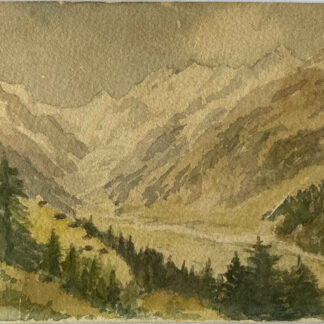 Louis CURTAT (* 1869, † 1944) - Alto valle en los Alpes - Acuarela