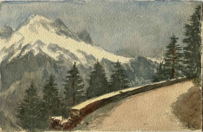 Louis CURTAT (* 1869, † 1944) - Route du Col des Montets et Aiguille Verte - Aquarelle