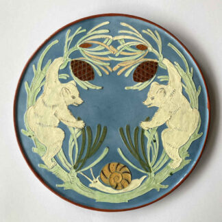 Manifattura HANS TSCHANZ - Piatto con motivo di orso in stile Art Nouveau - Maiolica di Thun
