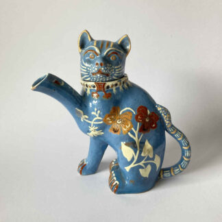 Manufacture HANS TSCHANZ – Chat en guise de théière / cafetière – Majolique de Thoune