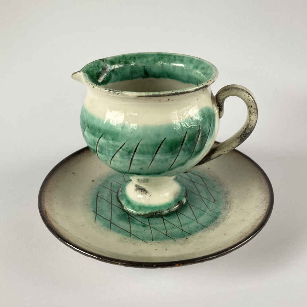 Margrit LINCK-DAEPP (* 1897, † 1983) - Milk Jug and Dessert Plate - Studio Pottery - Image 2
