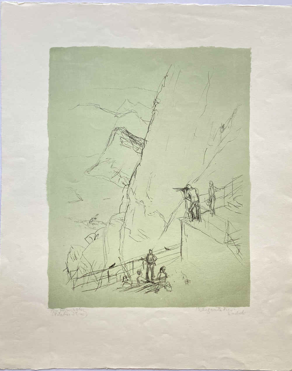 Marguerite FREY-SURBEK (* 1886, † 1981) - At the telescope (Pilatus) - Lithograph