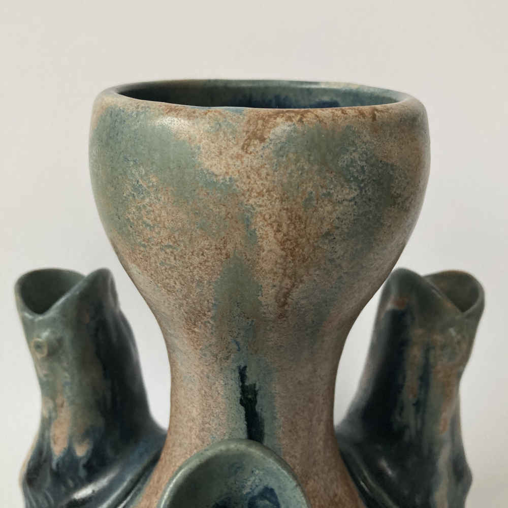 J.M. Maure und A. Lebret (* 1871, † 1955) - Fisch-Vase mit mehreren Öffnungen - Studiokeramik – Bild 4