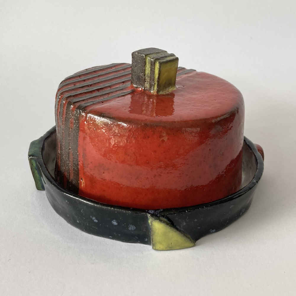 Mila VÁZQUEZ OTERO (* 1978) - Mantequillera redonda de cerámica en estilo Bauhaus - Cerámica de taller - Imagen 3