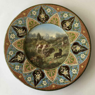 MUSÉE CÉRAMIQUE - Hunting Dogs with Deer (Gottfried Stähly-Rychen) - Thun Majolica
