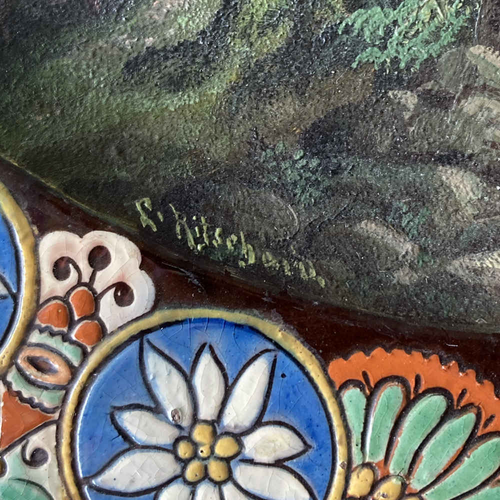 MUSÉE CÉRAMIQUE – Jungfrau (August Louis Ritschard) – Gran plato de mayólica de Thun - Imagen 4