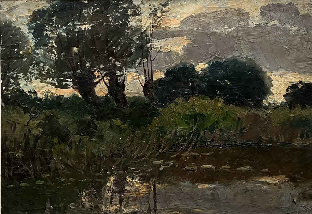 Otto GAMPERT (* 1842, † 1924) - Paesaggio acquatico - Quadro ad olio